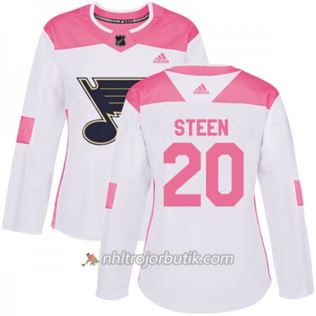 Dame Ishockey St. Louis Blues Tröja Alexander Steen 20 Adidas 2017-2018 Vit Rosa Fashion Authentic